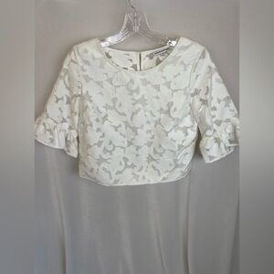 Rebecca Minkoff white Isabella lace cropped top floral embordered size XS
